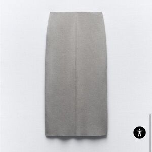NWT Zara Soft Grey Midi Skirt M